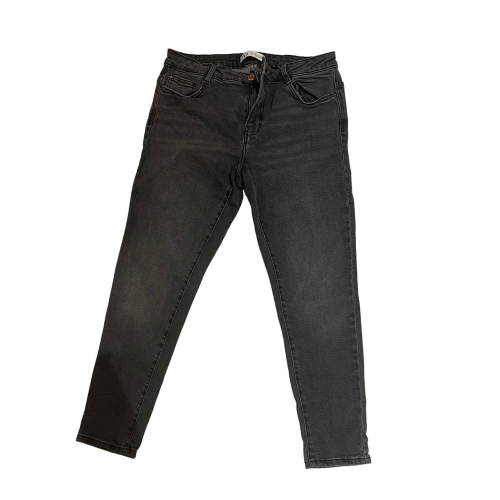 Zara Premium Denim Collection Black Faded Skinny Jeans Womens Size 12 EUR 44